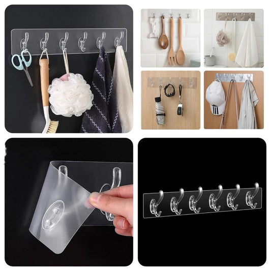 Adhesive Wall/Door Hanger Hooks 6 In 1